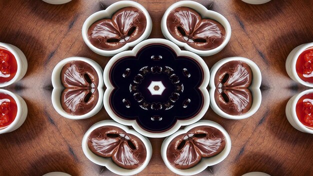 Abstract Breakfast Photo Symmetric Pattern Ornamental Decorative Kaleidoscope Movement Geometric Circle and Star Shapes