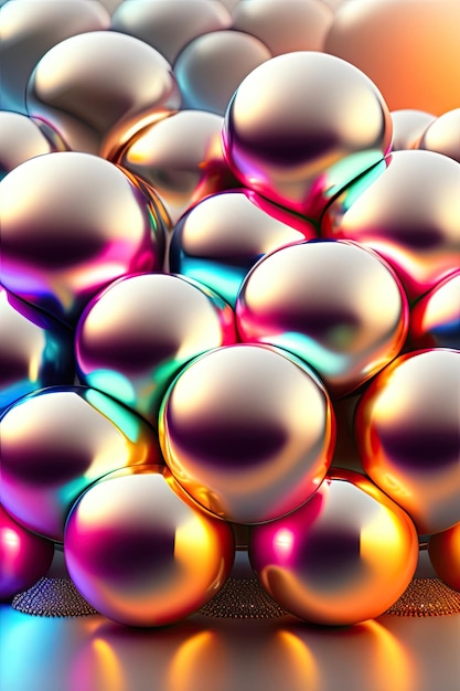 Abstract Bright Background with Pearlescent Balls