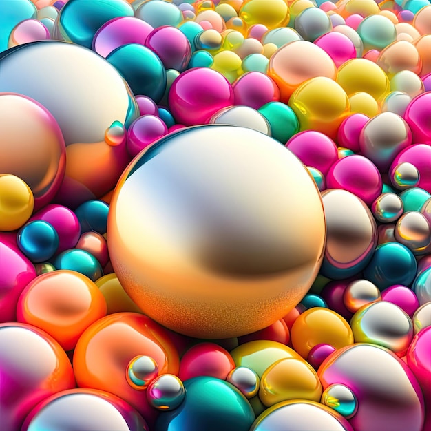 Abstract Bright Background with Pearlescent Balls