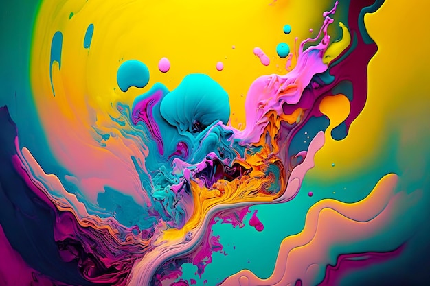 Abstract bright colorful fluid painting art background digital illustration