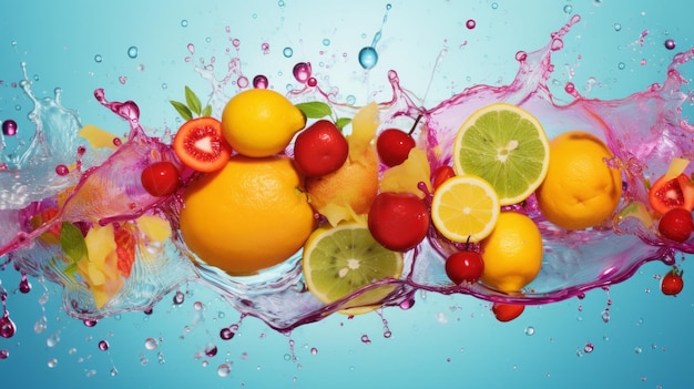 abstract bright fruity background with water splashes