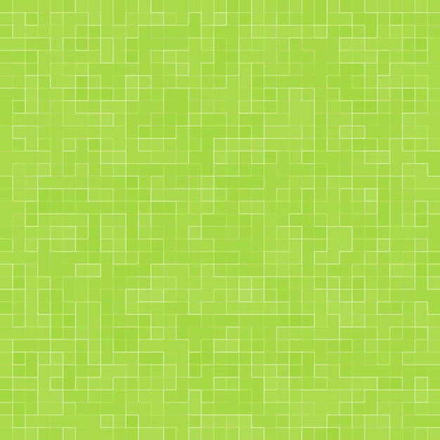 Abstract bright green square pixel tile mosaic wall background and texture.