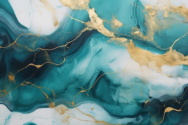 Abstract Brilliance Blue Pastel Turquoise Gold Marble Masterpieces