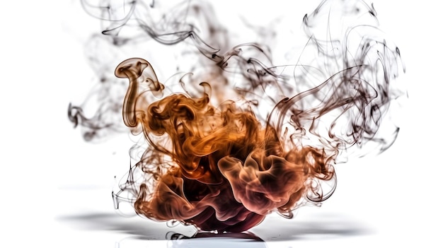 Abstract brown smoke artistic floating in the air isolated on white background