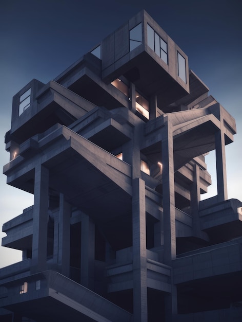 Abstract brutalist geometric architecture