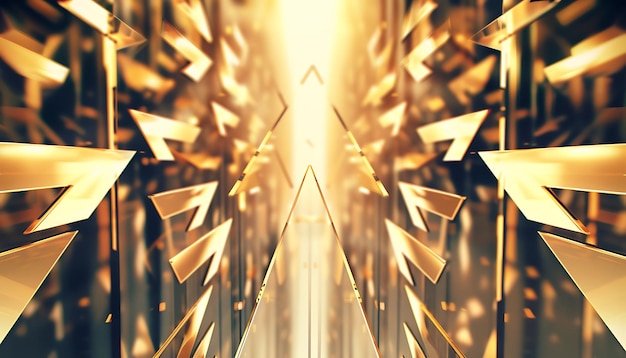 Abstract bull market illustration with sharp upward arrows in gold tones