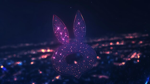 Photo abstract bunny ears silhouette with city lights in the background