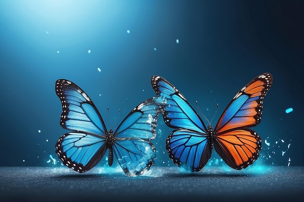 Abstract Business digital transformation innovative of butterfly life cycle evolution blue background