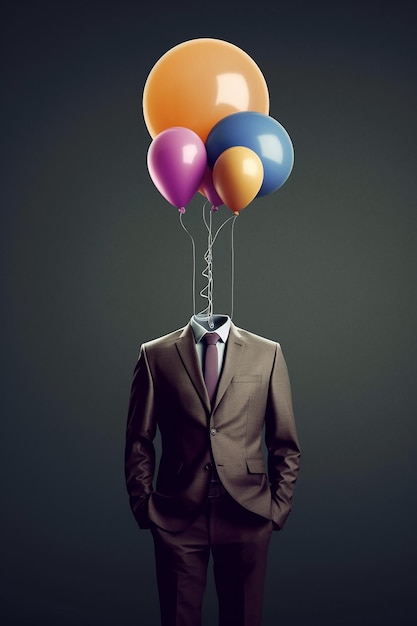 abstract business man photography with a balloon