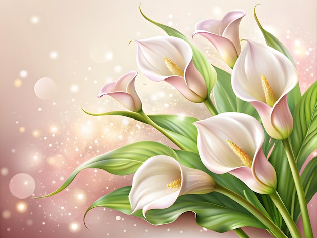 Abstract calla lilies colorful glitter elegant background