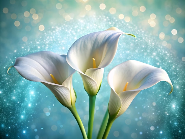 Abstract calla lilies colorful glitter elegant background