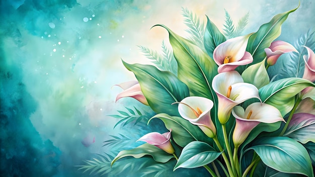 Abstract calla lilies colorful glitter elegant background