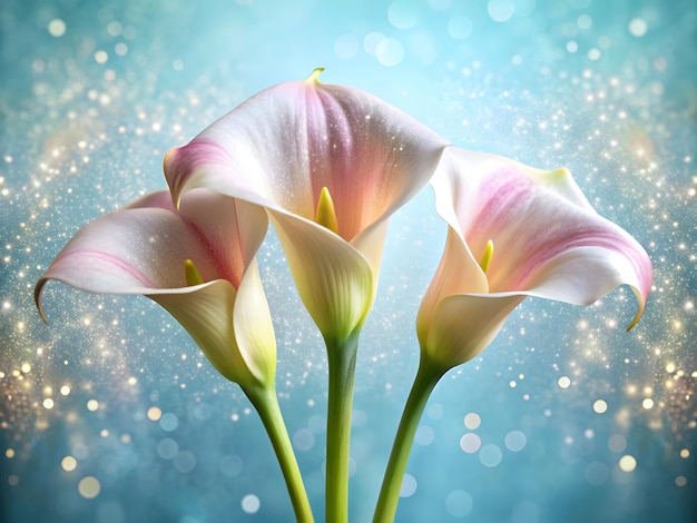 Abstract calla lilies colorful glitter elegant background