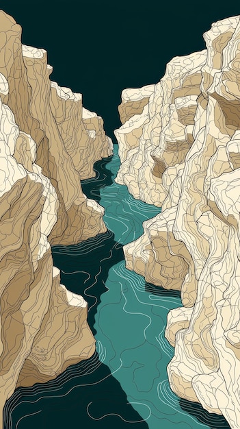 Abstract Canyon River Landscape