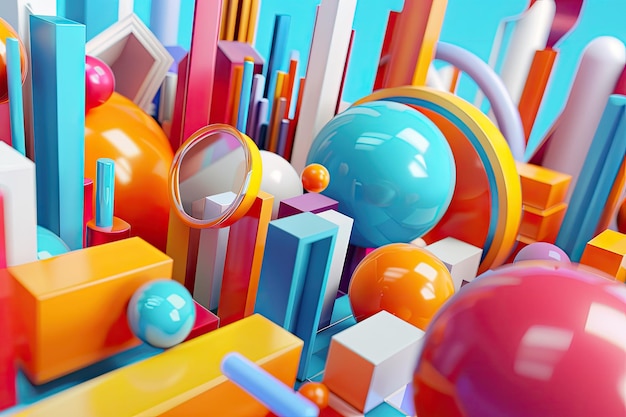 Abstract cartoon geometries background 3d rendering