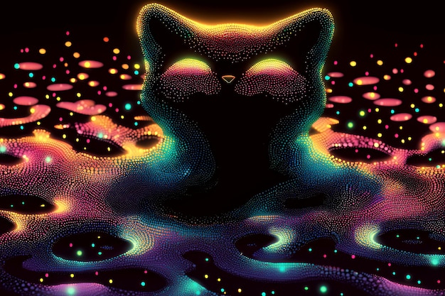 Photo abstract cat in a psychedelic world