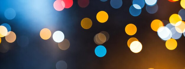 Photo abstract celebration background with soft bokeh lights in blue yellow hues blurred festive glitter decoration perfect for holiday designs magical defocused light orbs