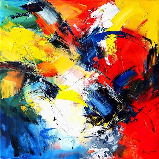 Abstract chaotic brush strokes in bold colors abstract brush stroke