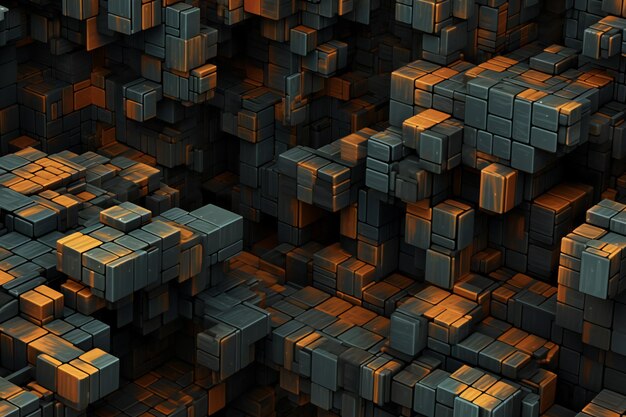 Abstract of chaotic cubes Cubes in empty space