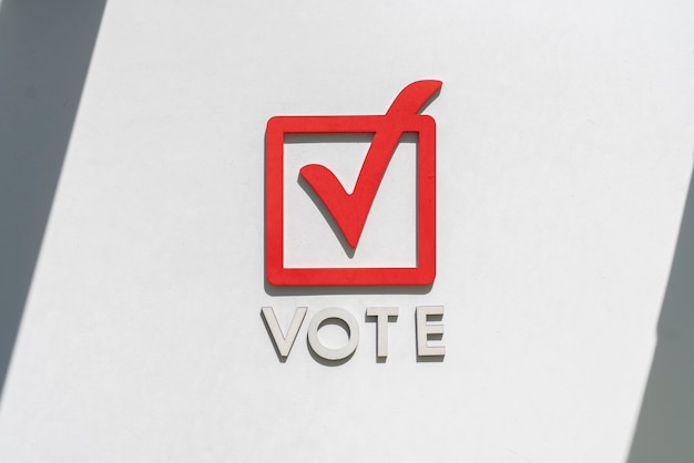 The abstract checkbox vote sign creative icon frame and letters democracy concept