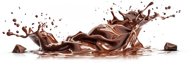 Abstract Chocolate Splash in Modern Vector Style with Studio Lighting on White Background