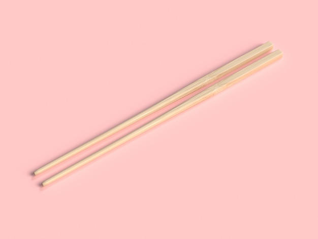 abstract chopsticks 3d rendering pink scene