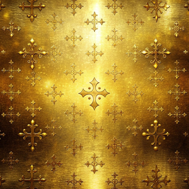 Abstract Christmas Gold Metal Background A pressed or stamped gold metal background with a gothic or religious feel and a flecked texture