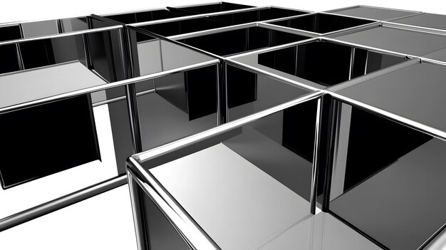 Abstract Chrome and Black Geometric Structure