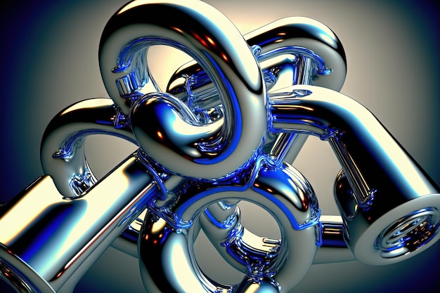 Abstract chrome pipes composition Industry themed background with shiny metallic connected pipes Generated AI