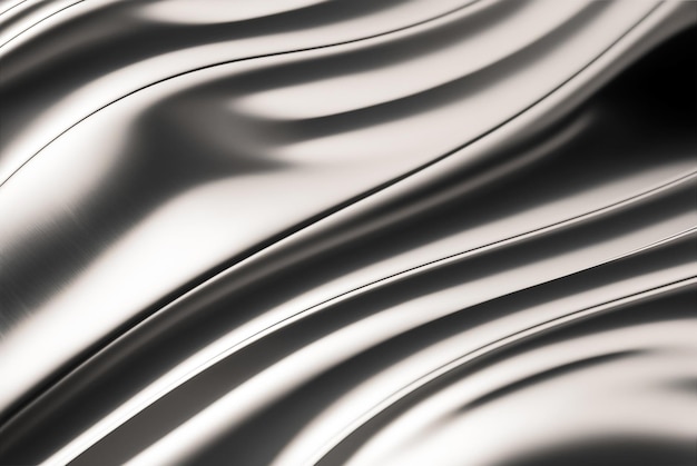 Abstract chrome wave curve modern on a luxury silver background Ai generated