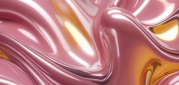 Abstract chrome wave figure with pink highlights