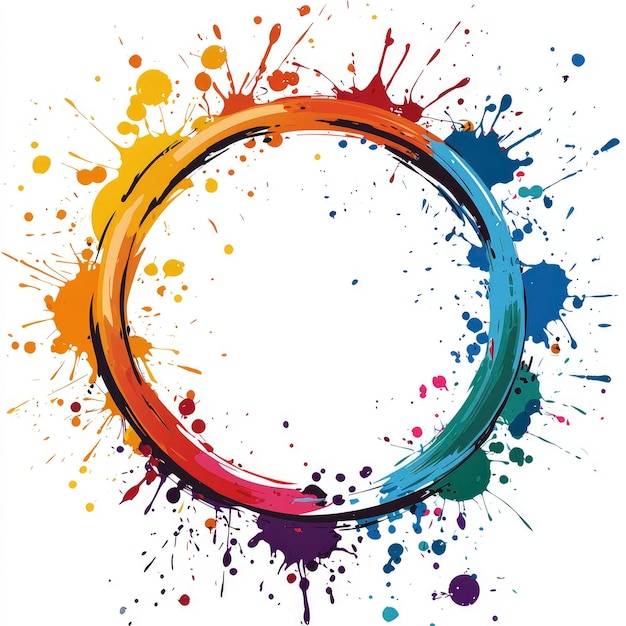 Abstract Circle with Colorful Splatter Background