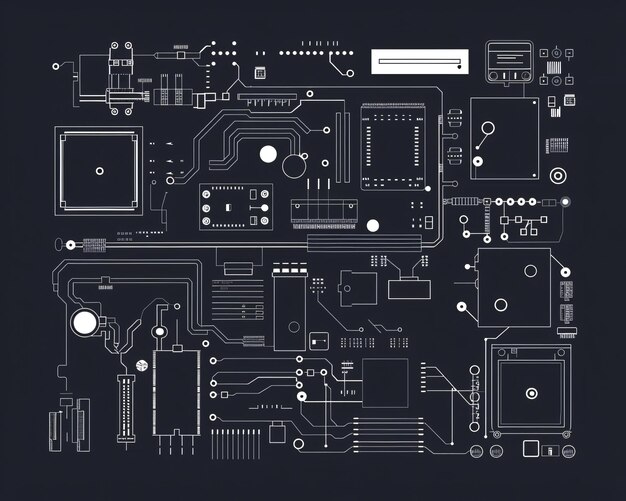 Photo abstract circuit board design on dark background