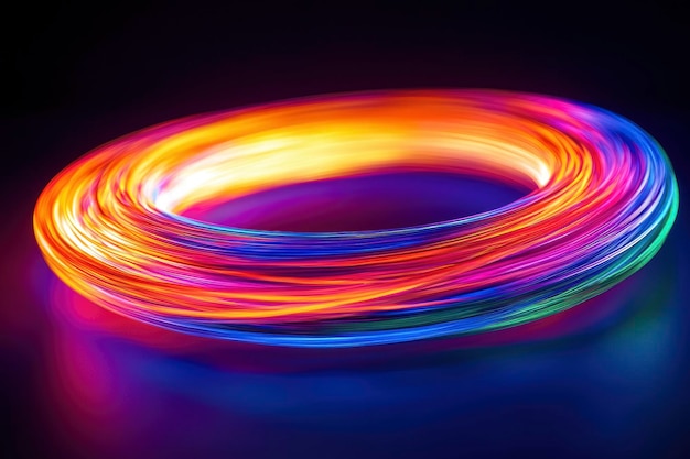 Abstract Circular Light Trails in Vivid Colors