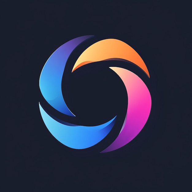 Abstract circular logo with blue orange and pink colors