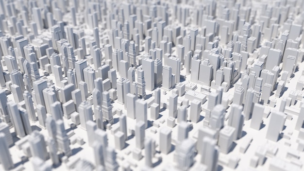 Photo abstract city 3d rendering background with depth of field macro effect