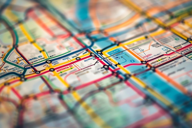 Photo abstract city map with lines and colors