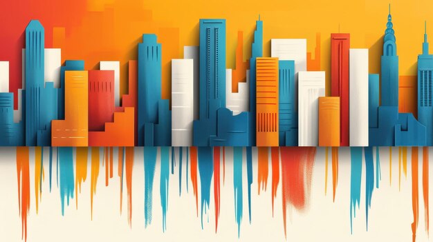 Photo abstract city skyline illustration on white background evokes calm and serenity perfect