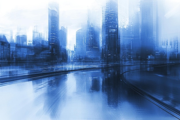 Photo abstract cityscape with blue tones