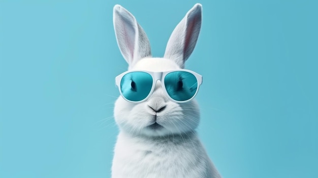 Abstract clip art of White Rabbit wearing trendy sunglGenerative AI