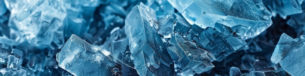 Abstract Close Up of Blue Crystalline Structures with Sharp Edges and Natural Patterns