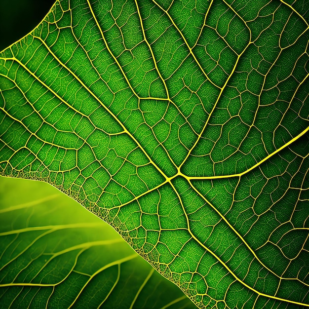 Abstract close up green leaves texture generative art by AI