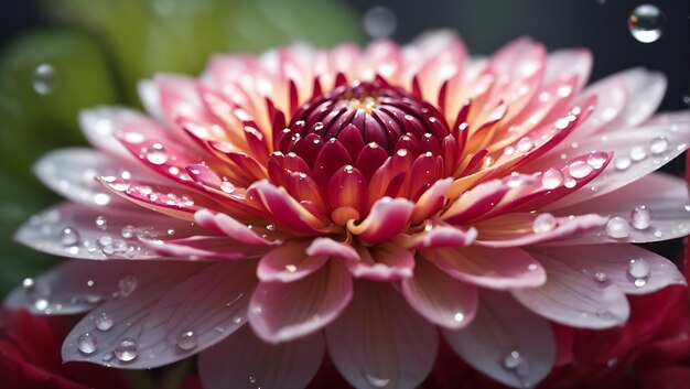 Abstract close up of a Pink flower Dahlia macro with water droplets Generate by AI