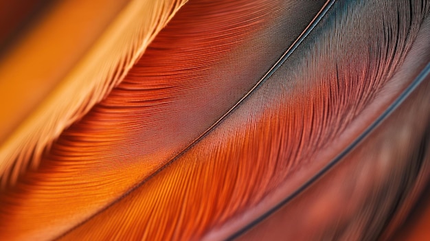 Abstract closeup of colorful feathers showcasing intricate patterns and textures