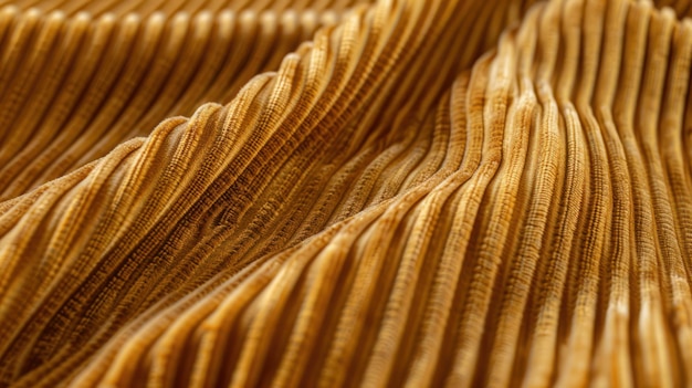 Photo abstract closeup of golden corduroy fabric texture