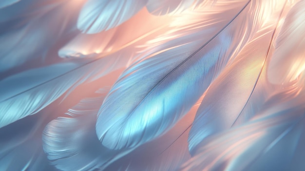 Abstract Closeup of Soft Shimmering Feathers with a Pastel Color Palette