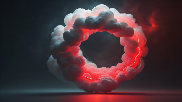 Abstract cloud illuminated with neon light 3d rendering background