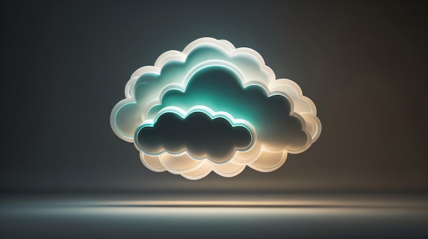 Abstract cloud illuminated with neon light 3d rendering background