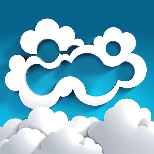 Abstract Cloud Shapes on Blue Background