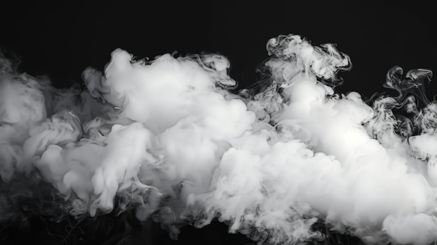 Abstract cloud of white smoke on black background